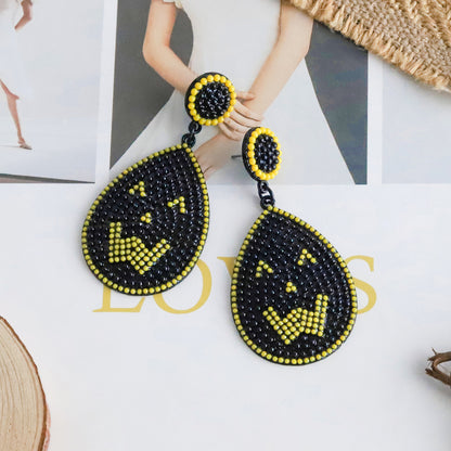 Halloween Creative Funny Little Devil Shape Bead Earrings