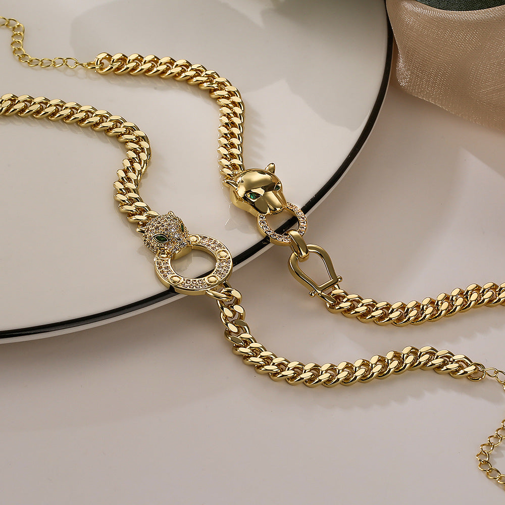 Golden Leopard Cuban Chain Bracelet