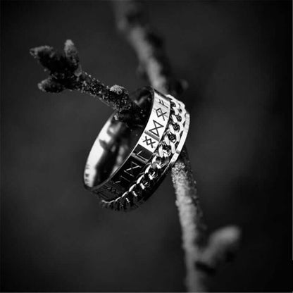 Viking Runic Rotating Chain Ring