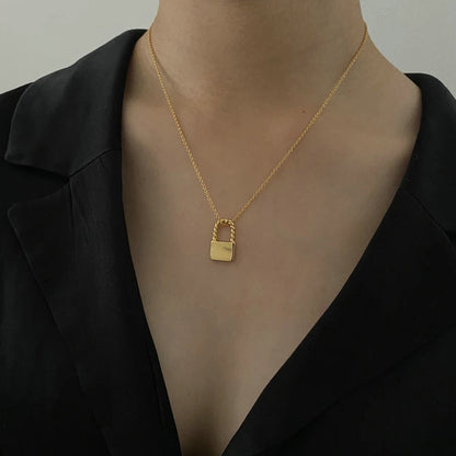 Stainless Steel Necklace with Gold Lock-on Pendant