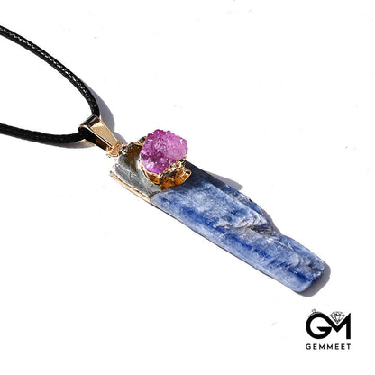 Cyanite Set with Amethyst Pendant Necklace