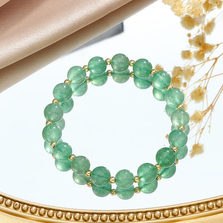 Green Strawberry Rutilated Quartz Tree of Life Bracelet Set