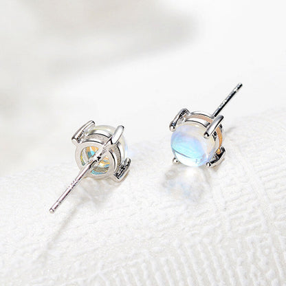 Minimalism Prong Setting Moonstone Earrings