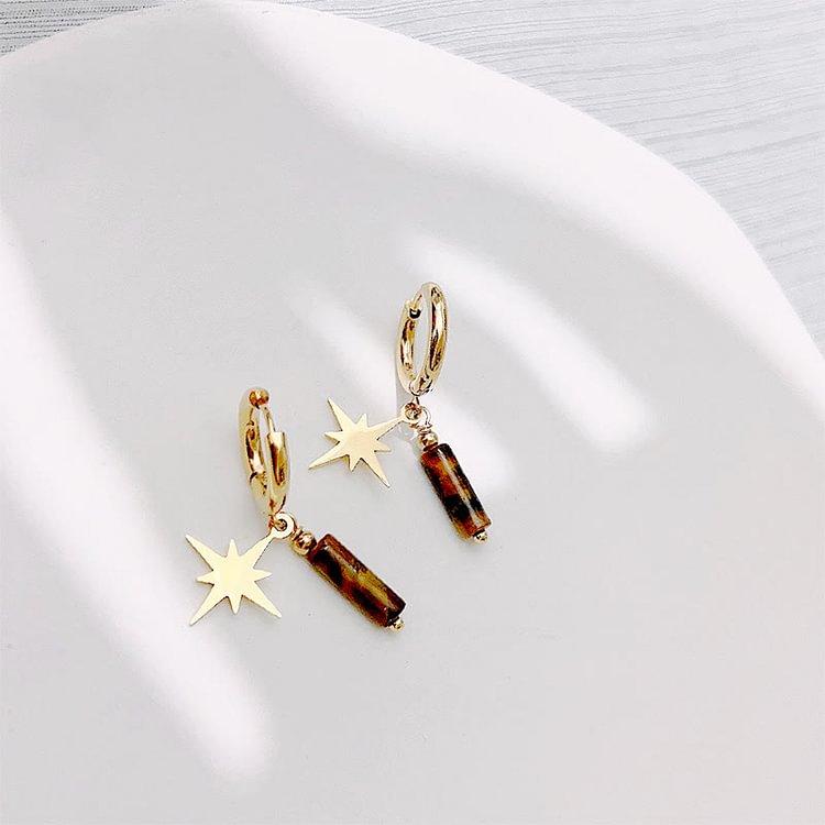 Natural Tiger Eye Star Pendant Earrings Necklace Bracelet