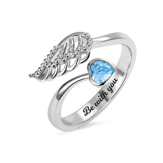 Leaf Heart Shape Birthstone Ring