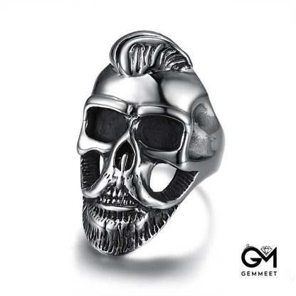 Bearded Skull Titanium Steel Men's Ring