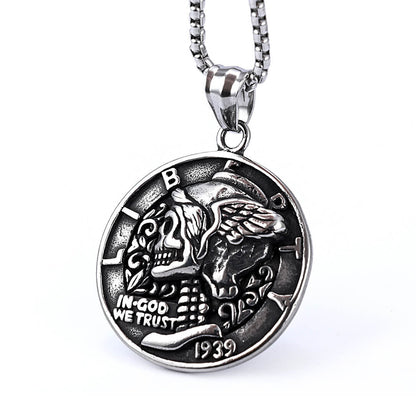 Skull Motorcycle Helmet Stainless Steel Pendant