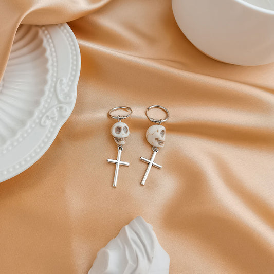 Halloween Skull Pendant Earrings Geometric Women's Cross Alloy Earrings