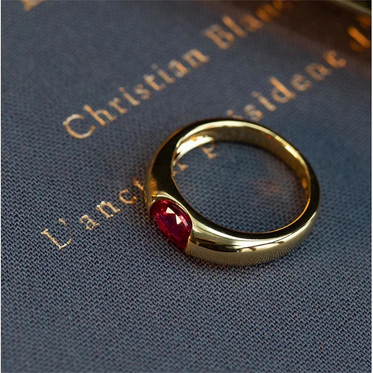 Garnet Gold Plated Minimalist Luxury Ring