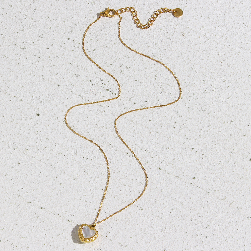 Stainless Steel Gold Shell Love Pendant Necklace