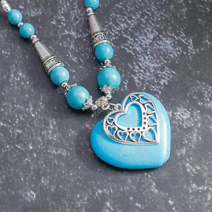 Blue Turquoise Healing Heart Necklace