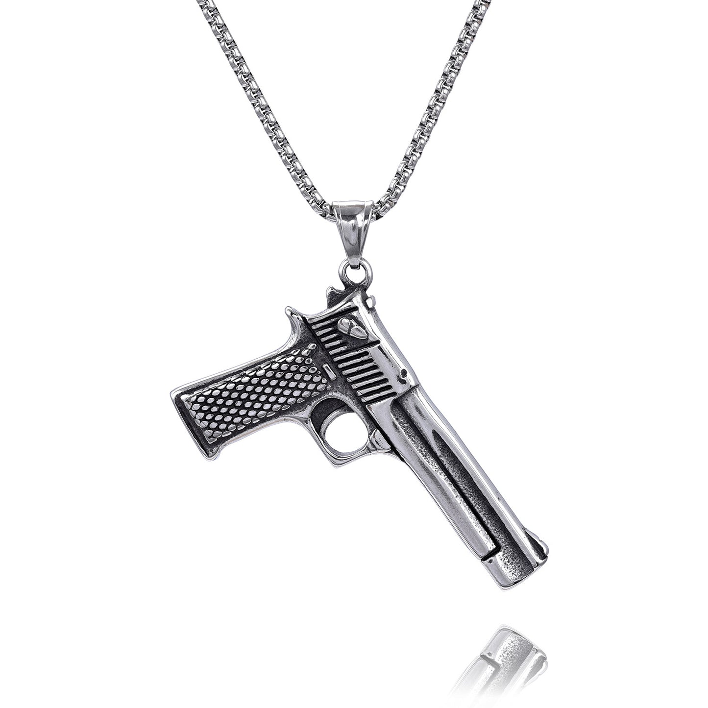 Stainless Steel Pendant in Imitation Pistol Shape