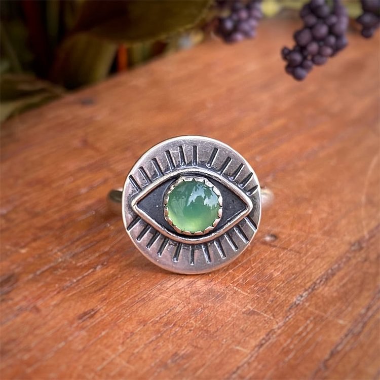 Chrysoprase Evil Eye Protection Ring