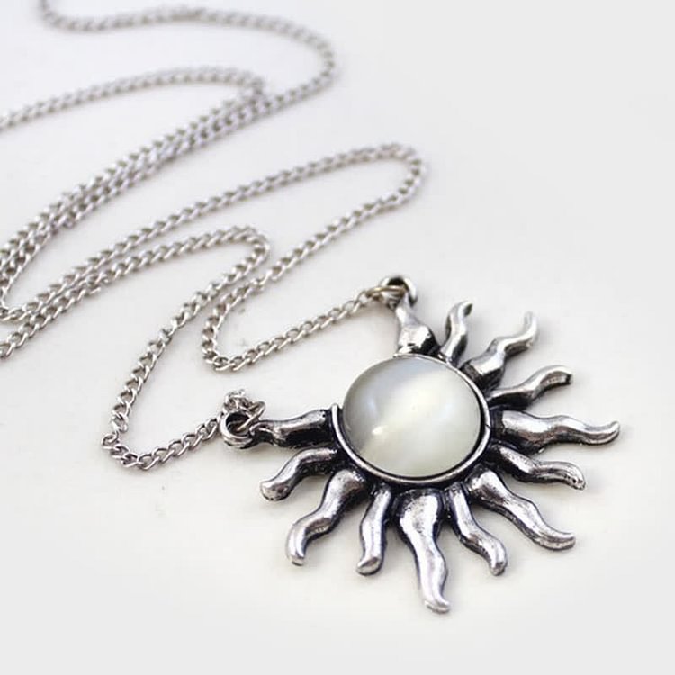 Bohemia Vintage Moonstone Sun Moon Necklace