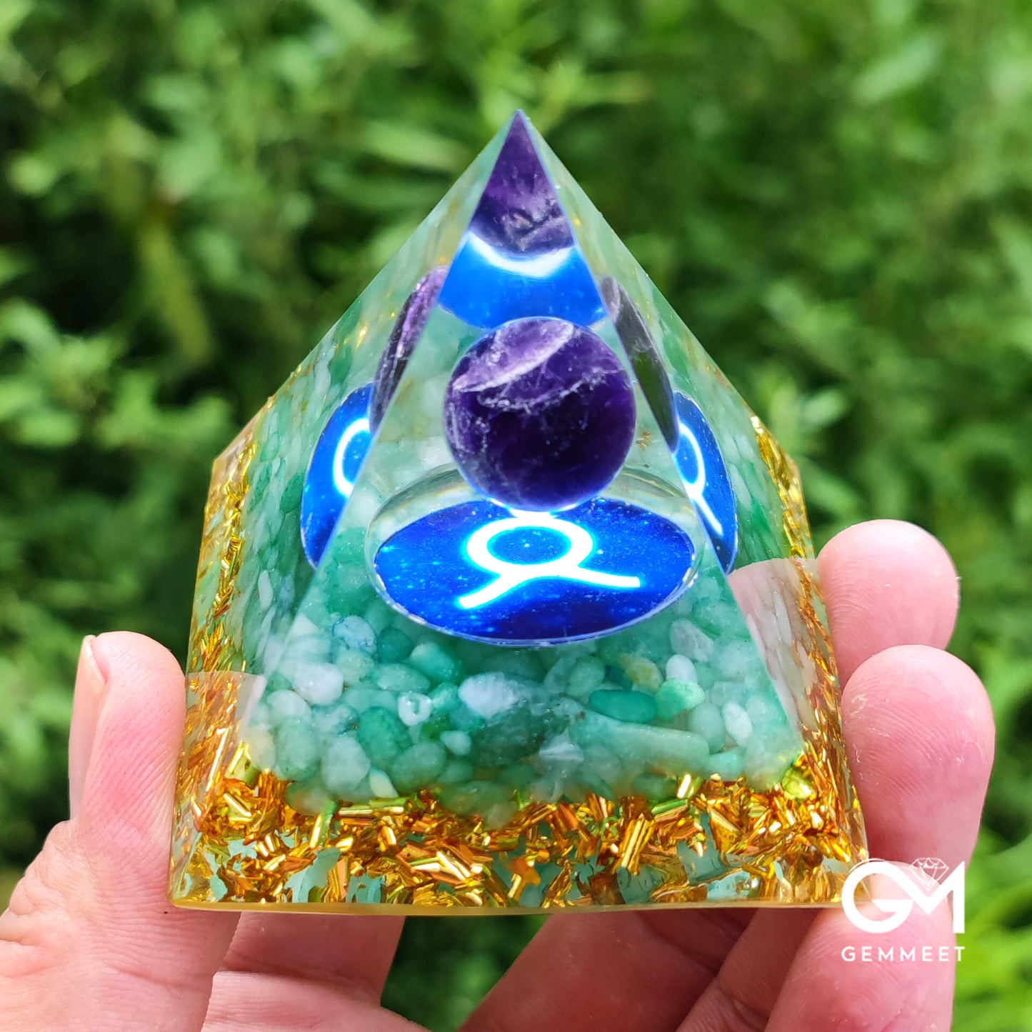 Blue Chalcedony Clear Quartz Orgone Pyramid