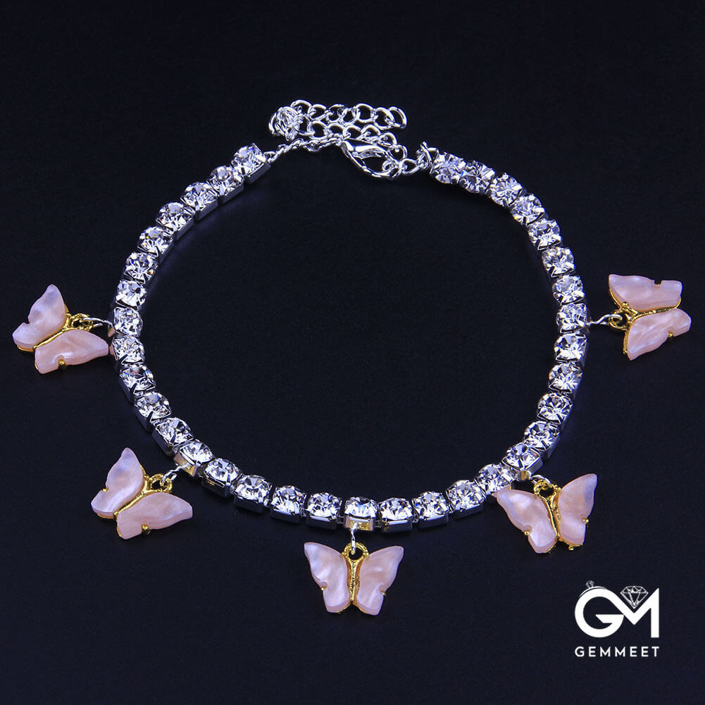 Beach Zircon Resin Butterfly Anklet