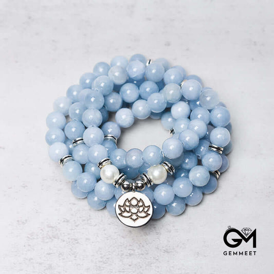 6MM 108 Mala Beads Aquamarine Healing Bracelet