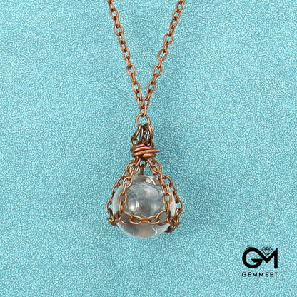 Vintage Crystal Ball Net Pendant Necklace