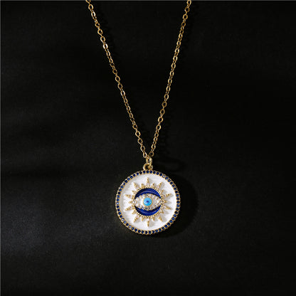 Halloween Evil Eye In Sun Disc Pendant Necklace