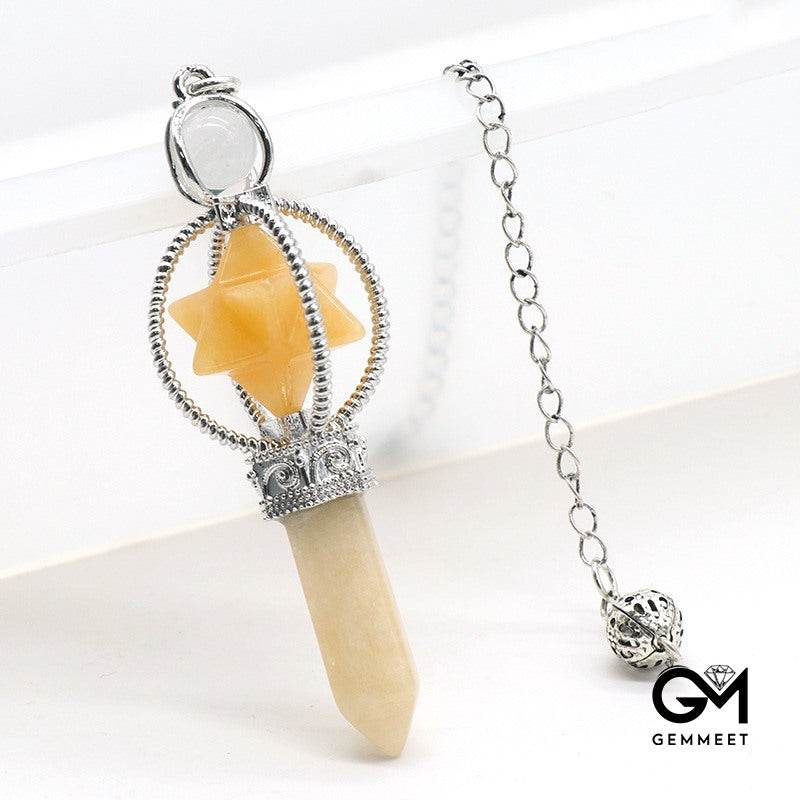 Yellow Jade Kappa Star Staff Hexagon Column Spirit Pendulum