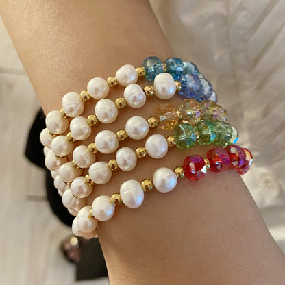 Bohemia Color Crystal Organic Pearl Bracelet