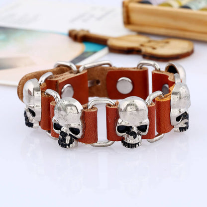 Personality Trend Punk Leather Bracelet Domineering Hip Hop Skull Leather Bracelet