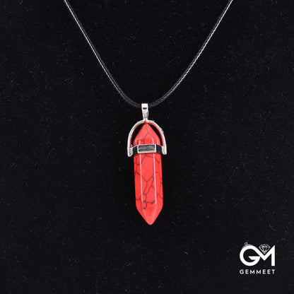 Synthetic Crystal Hexagon Quartz Point Pendant