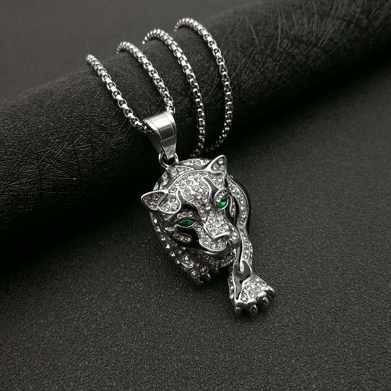 HIPHOP Jewelry Gold-plated Zircon Leopard Head Pendant