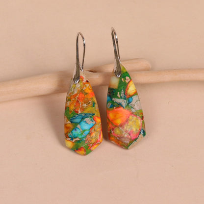 Geometric Floral Imperial Pine Pendant Earrings