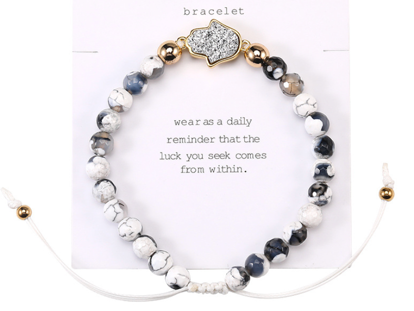 Hamsa Faceted Natural Crystal Bracelet