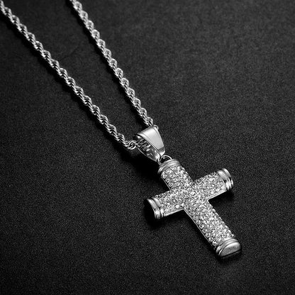 HIPHOP Jewelry Vacuum Gold-plated Zircon Cross Pendant