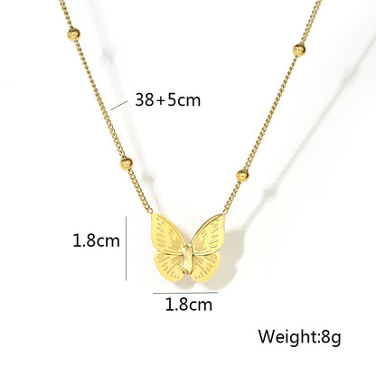 Bohemia Square Faux Pearl Butterfly Pendant Necklace