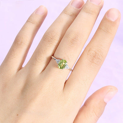 Natural Peridot Four Prong Adjustable Ring