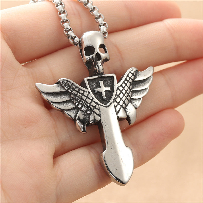 Skull Wings Cross Retro Trendy Men's Pendant