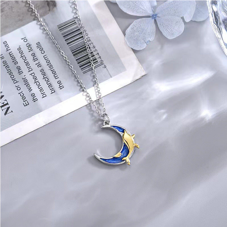 Butterfly Whale Couple Pendant Necklace