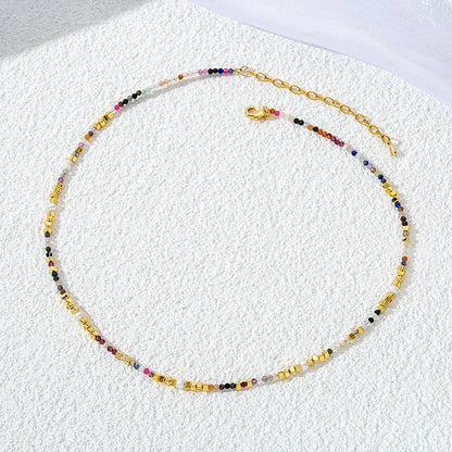 Colorful Natural Tourmaline Beaded Clavicle Gemstone Necklace