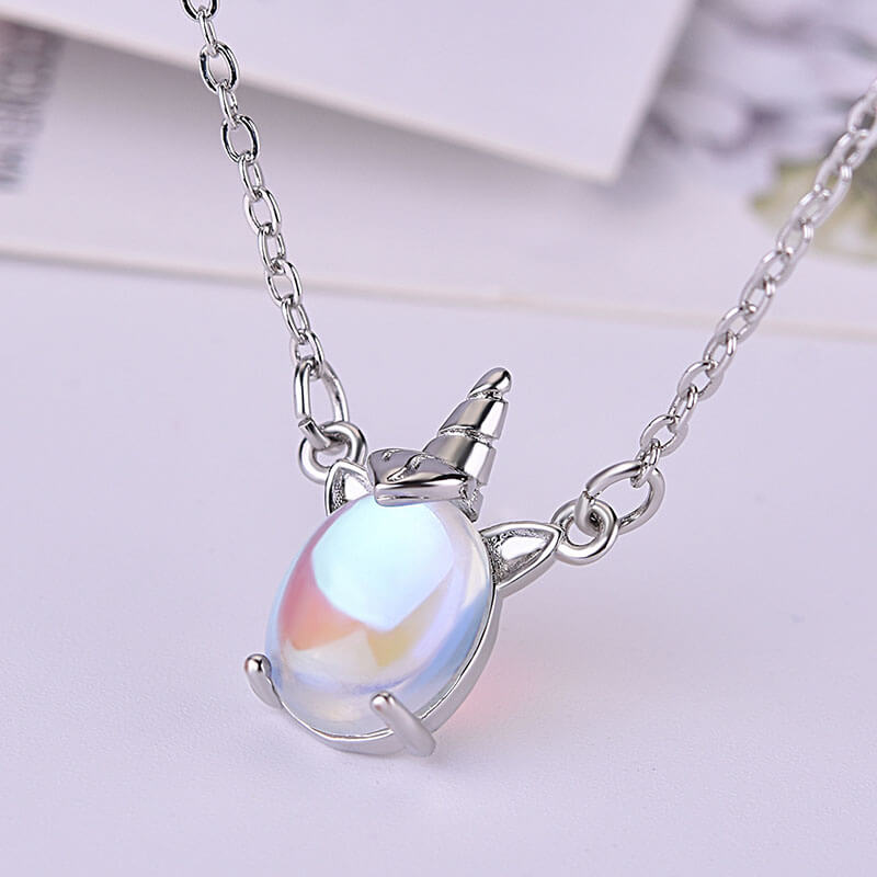 Moonstone Unicorn Rainbow Necklace