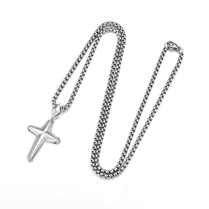 Sterling Silver Light Mark Cross Pendants Necklace