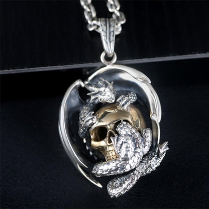 Men's Viking Dragon Skull Necklace