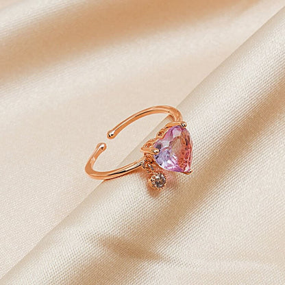 Gradient Crystal Love Heart Versatile Ring