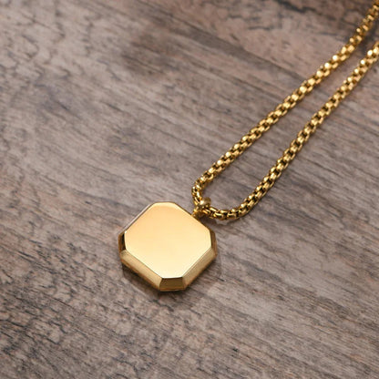 Square Pendant Men Long Sweater Chain Necklace