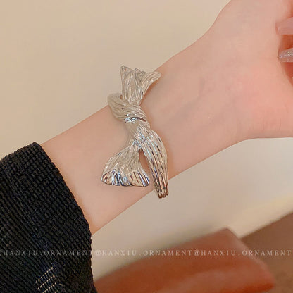 Bow Pleated Open Bracelet