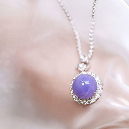 Large Violet Chalcedony Cabochon Pendant