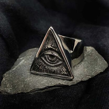 Titanium Steel Knight Masonic Demon Eye Ring