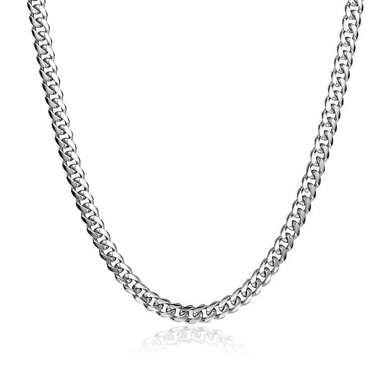 Sterling Silver High Street Hip Hop Cuban Chains-5MM