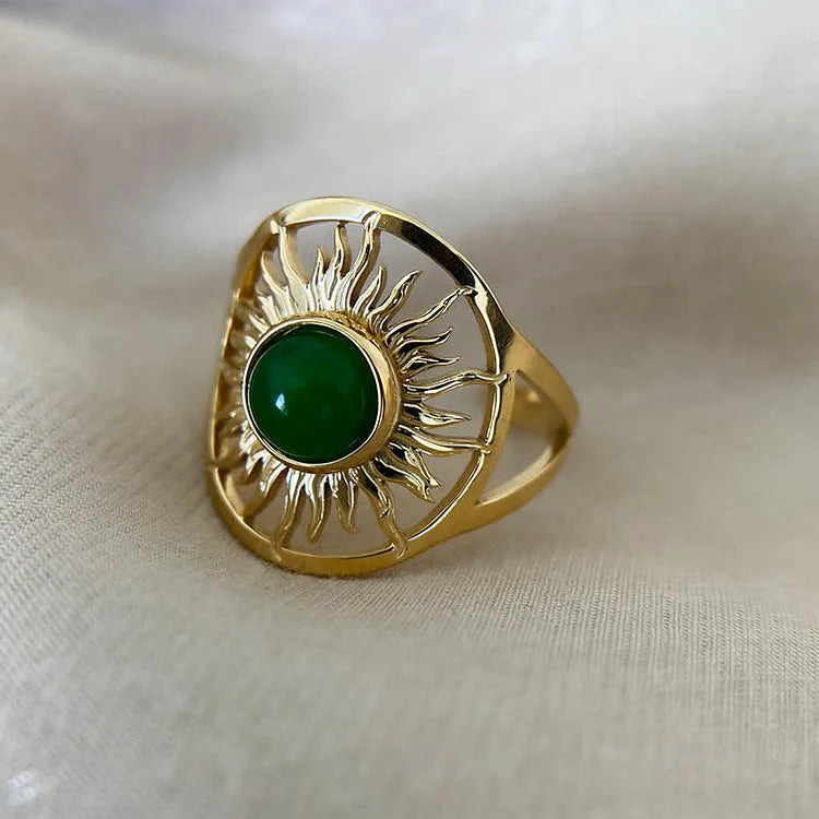 “Sun Arise” - Celestial Green Jade Ring