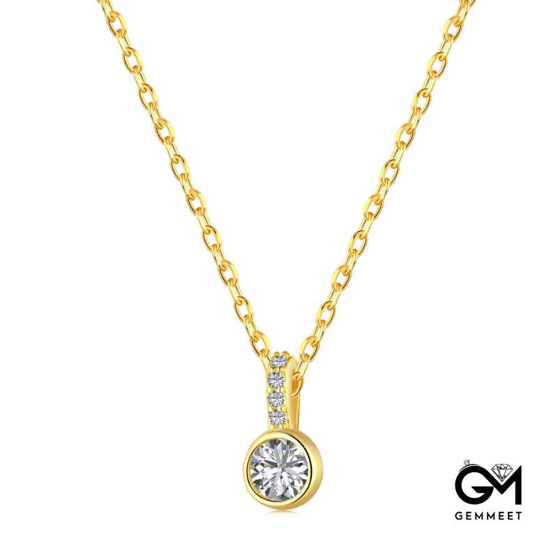 S925 Sterling Silver Round Zircon Light Luxury Necklace