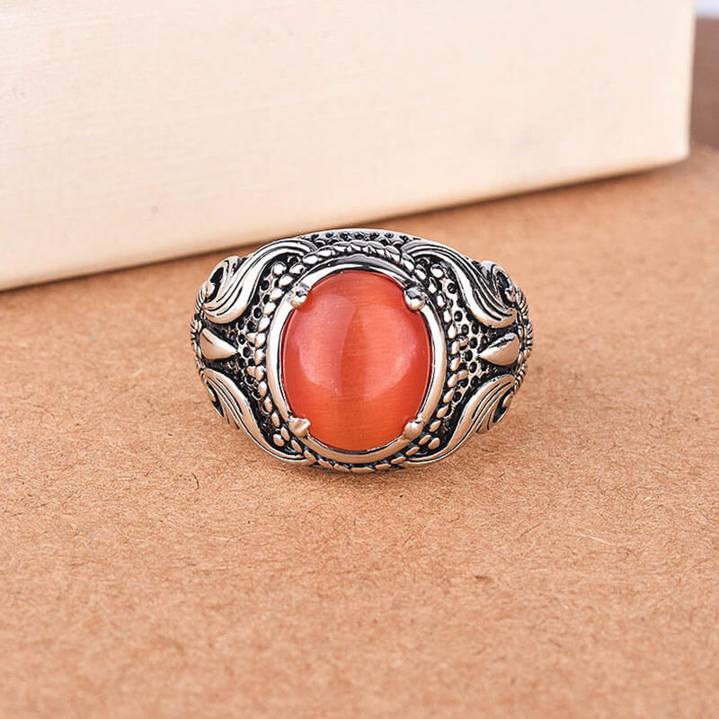 Retro Cat-Eye Shape Color Moonstone Ring