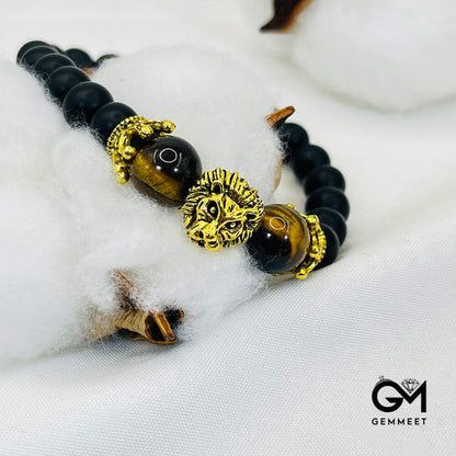 Crystal Tiger Eye Stone Lion Symbol Bracelet