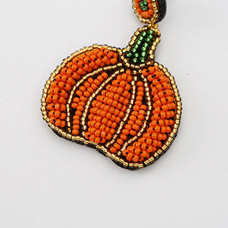 Halloween Retro Pumpkin Earrings Bohemian High-end Handmade Rice Bead Earrings